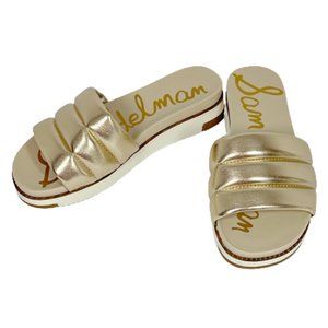 SAM EDELMAN Annalisa Quilted Wedge Sandals | New without box | Gold